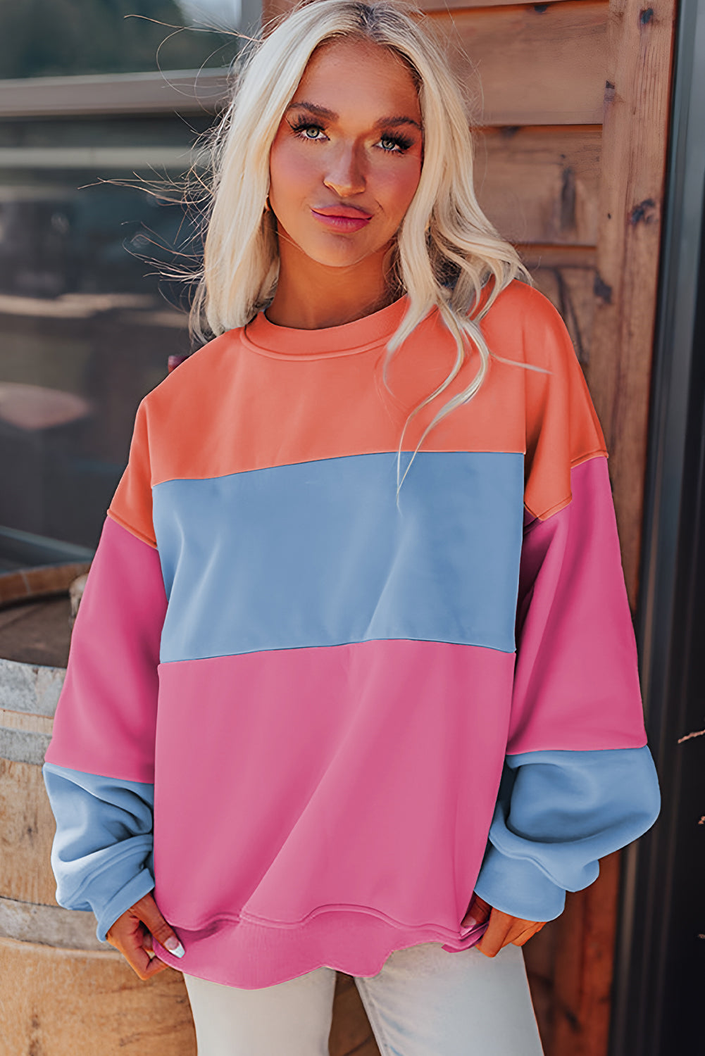 Blake – Drop Shoulder Patchwork Sweatshirt