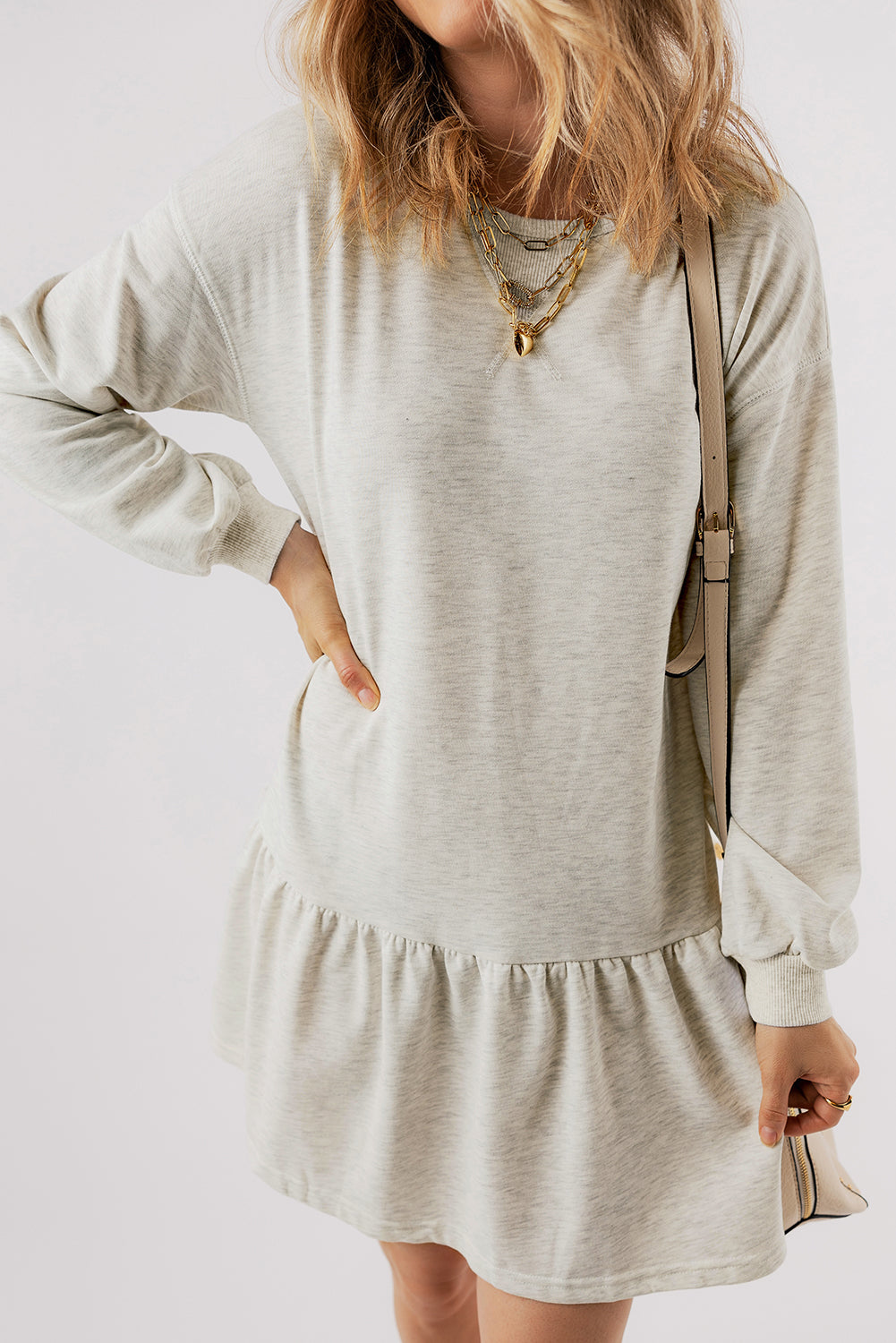 Adeline – White Puff Sleeve Mini Dress with Ruffle Hem
