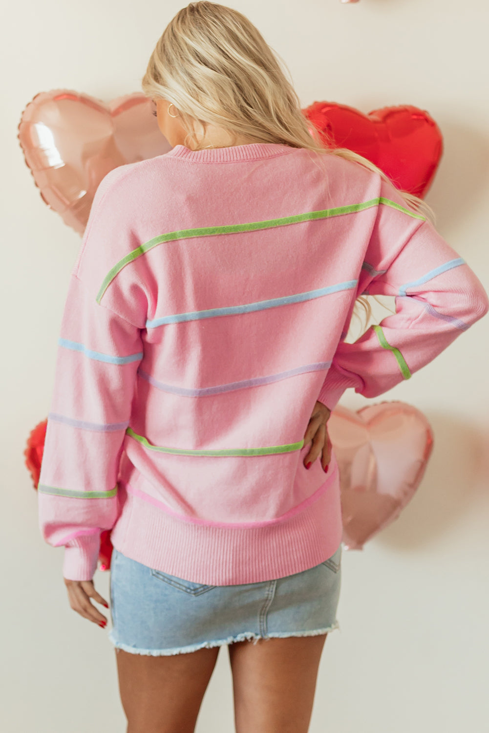 Meadow – Rainbow Stripe Henley Sweater