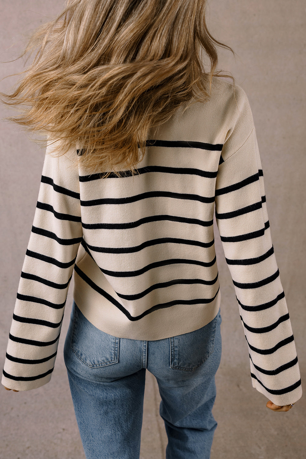 Itzel – Women's Striped Knit Cardigan with Flap Pockets