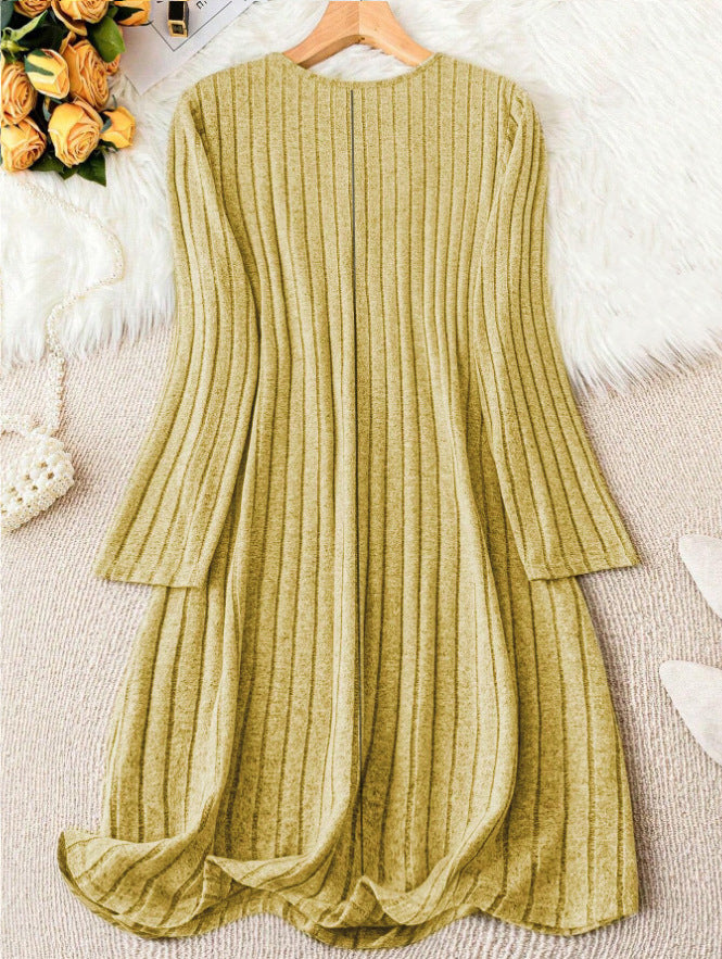 Eloise – Elegant Long Sleeve V-Neck Midi Dress