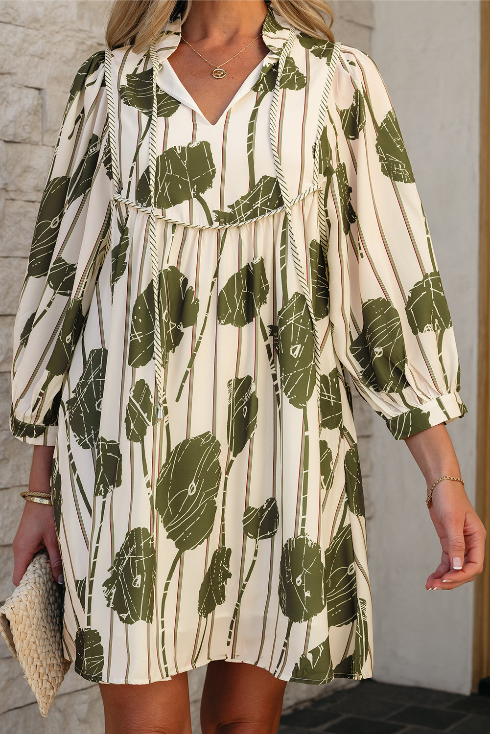 Khloe – Green Floral Print Mini Dress
