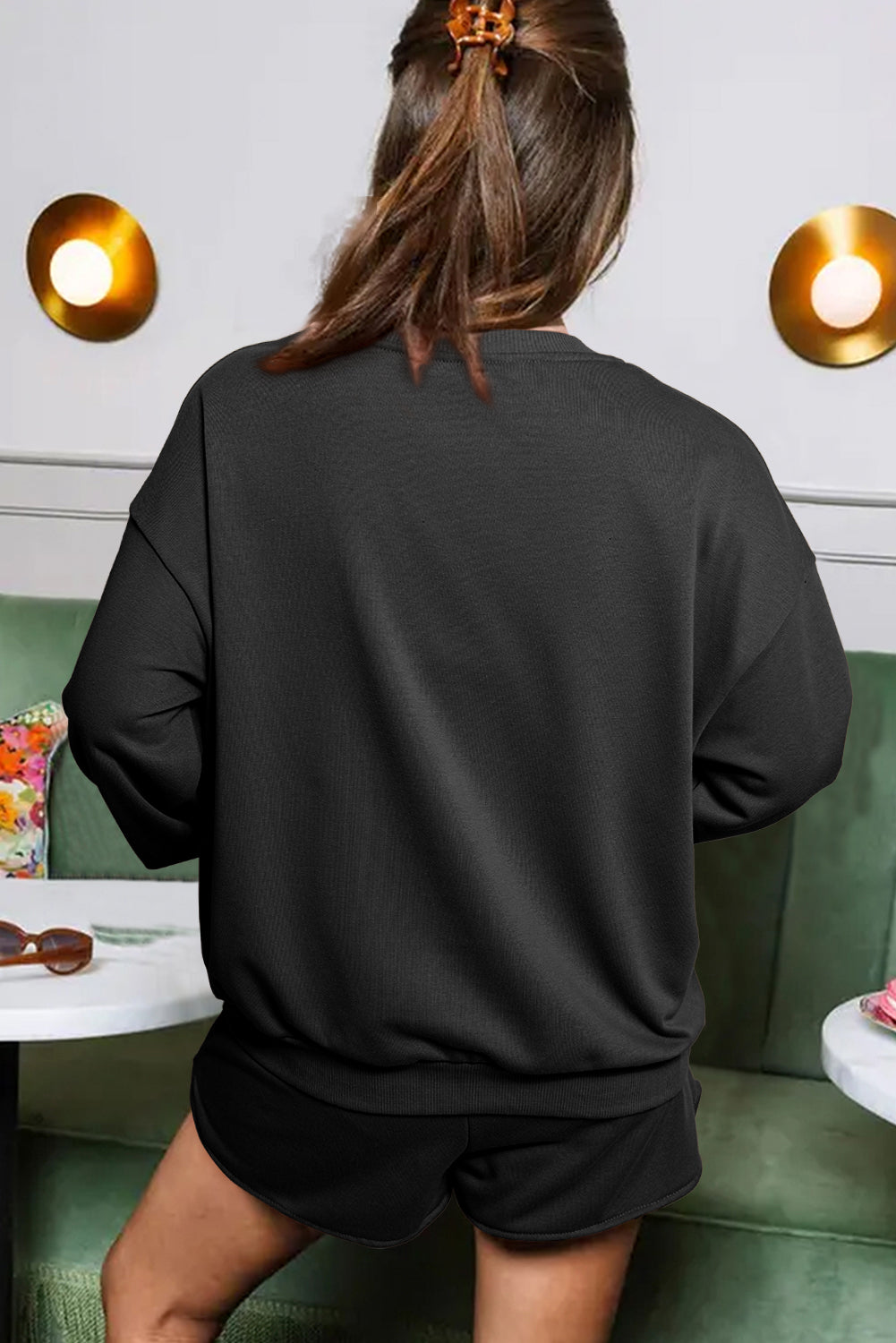 Ryleigh – Sequined Loose Fit Sweatshirt and Shorts Set
