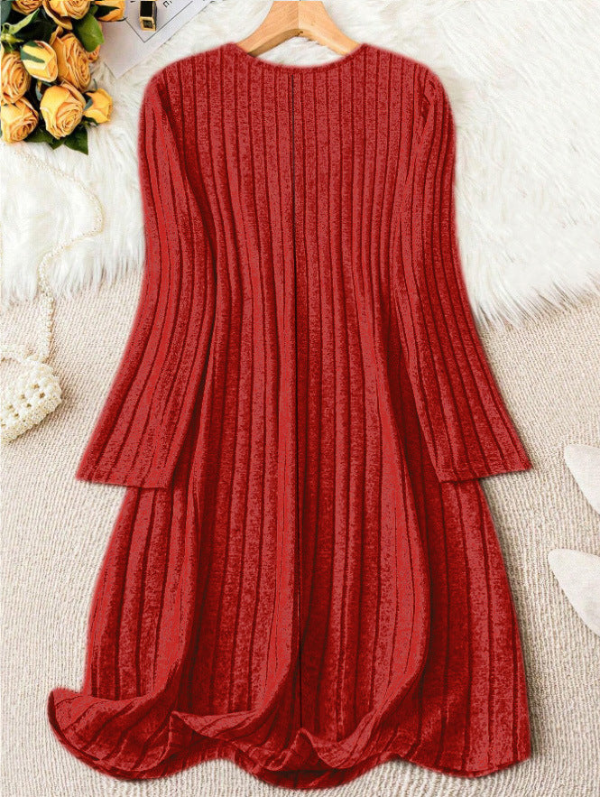 Eloise – Elegant Long Sleeve V-Neck Midi Dress