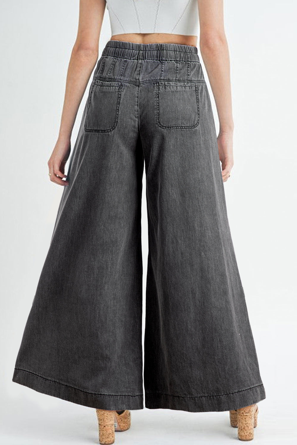 Malia – Button Fly Waist Wide Leg Jeans