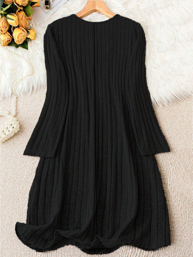 Eloise – Elegant Long Sleeve V-Neck Midi Dress