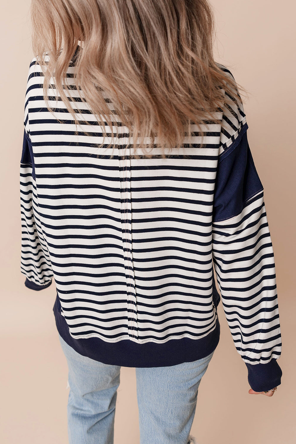 Raven – Women's Stripe Color Block Loose Fit Sweatshirt