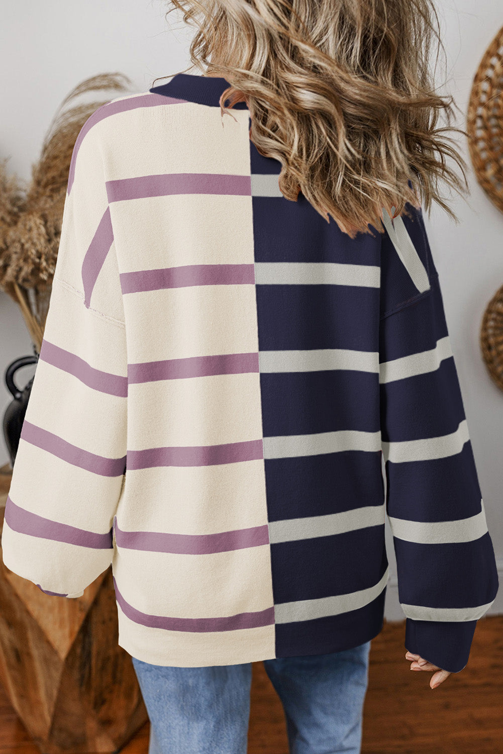 Charlee – Women's Stripe Oversized Colorblock Sweater