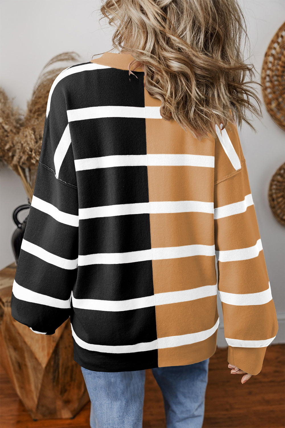 Charlee – Women's Stripe Oversized Colorblock Sweater