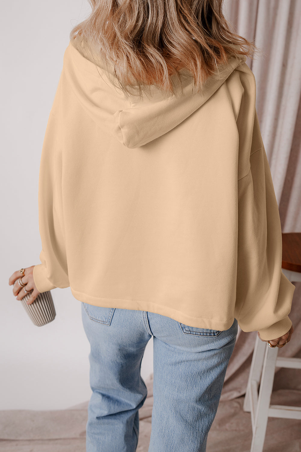 Thea – Fleece Lined Half-Zip Hoodie with Kangaroo Pocket
