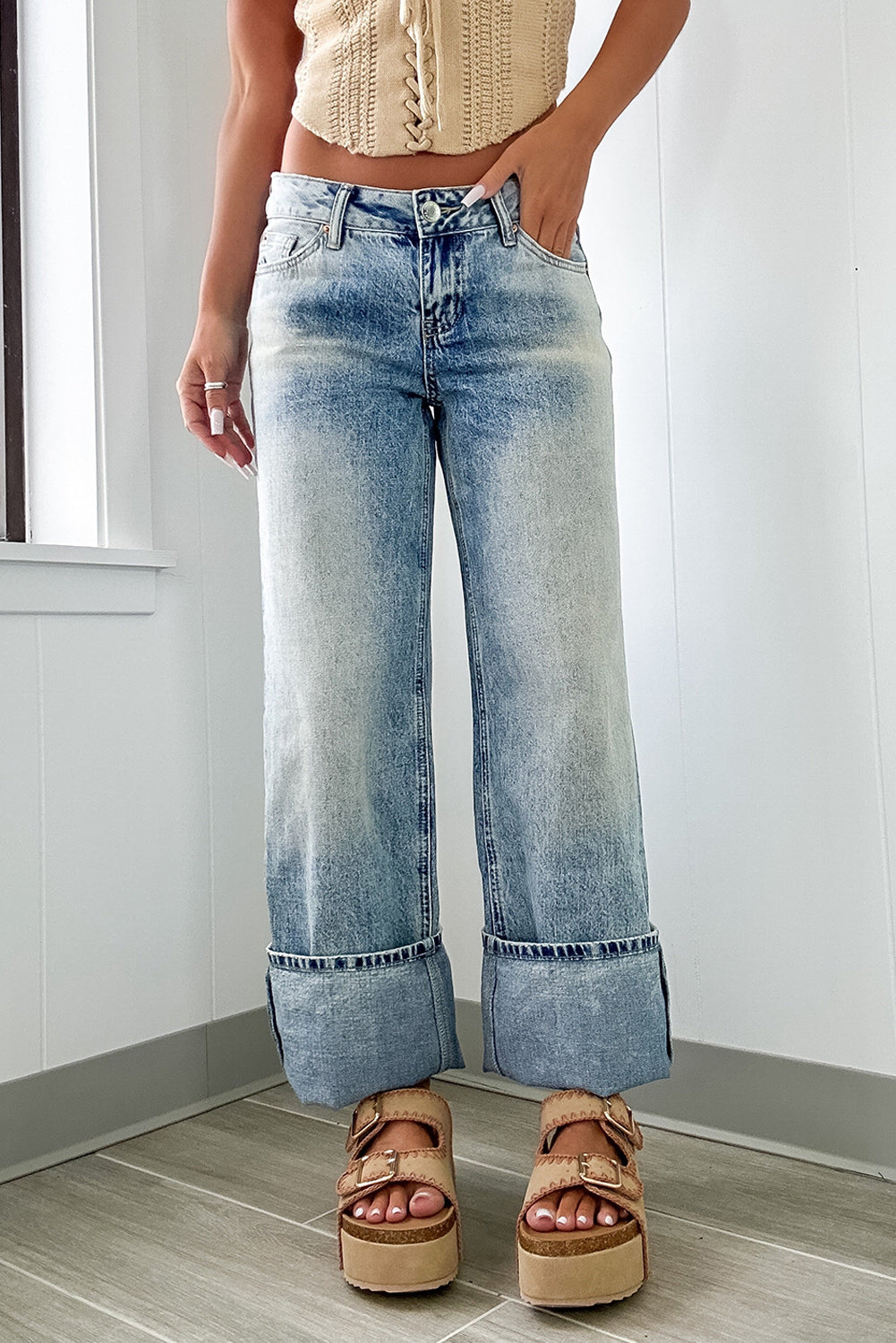 Nyla – Myosotis High Rise Button Zip Fly Medium Wash Jeans