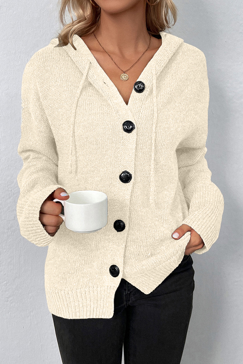 Tessa – Hooded Knit Button-Up Cardigan