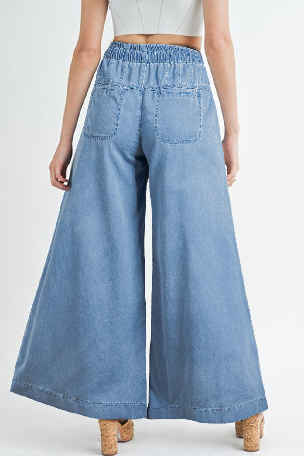 Malia – Button Fly Waist Wide Leg Jeans