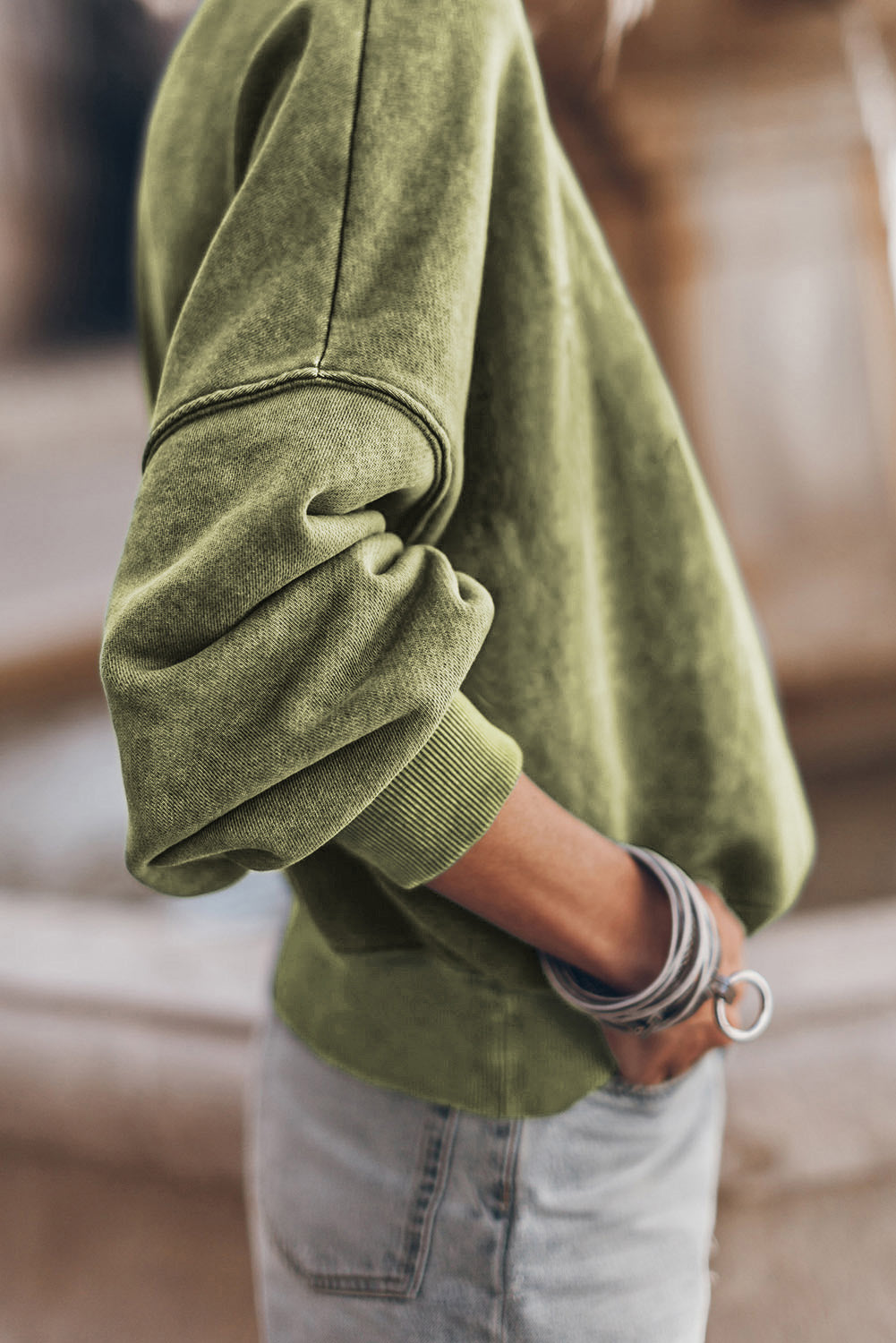 Adriana – Drop Shoulder Vintage Wash Pullover Sweatshirt