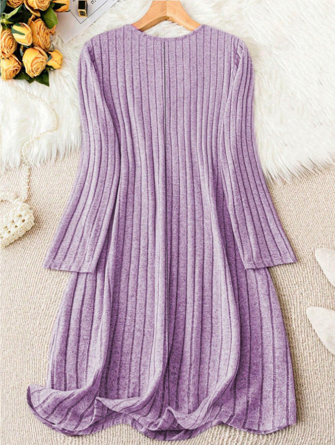 Eloise – Elegant Long Sleeve V-Neck Midi Dress