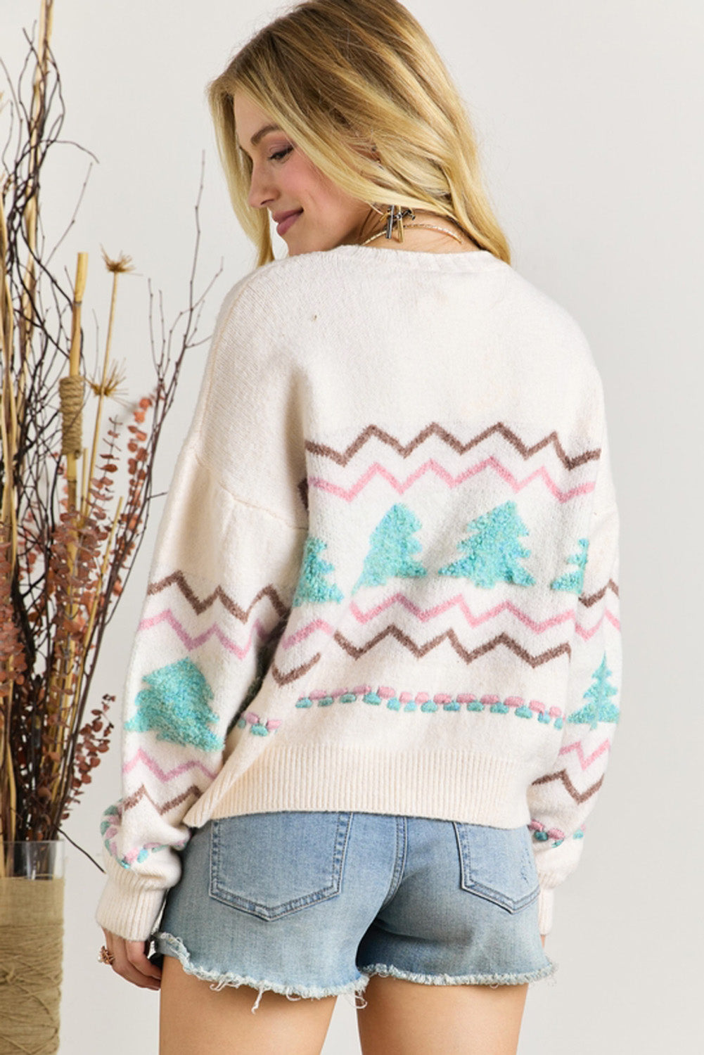 Trinity – Christmas Tree Striped Knit Sweater