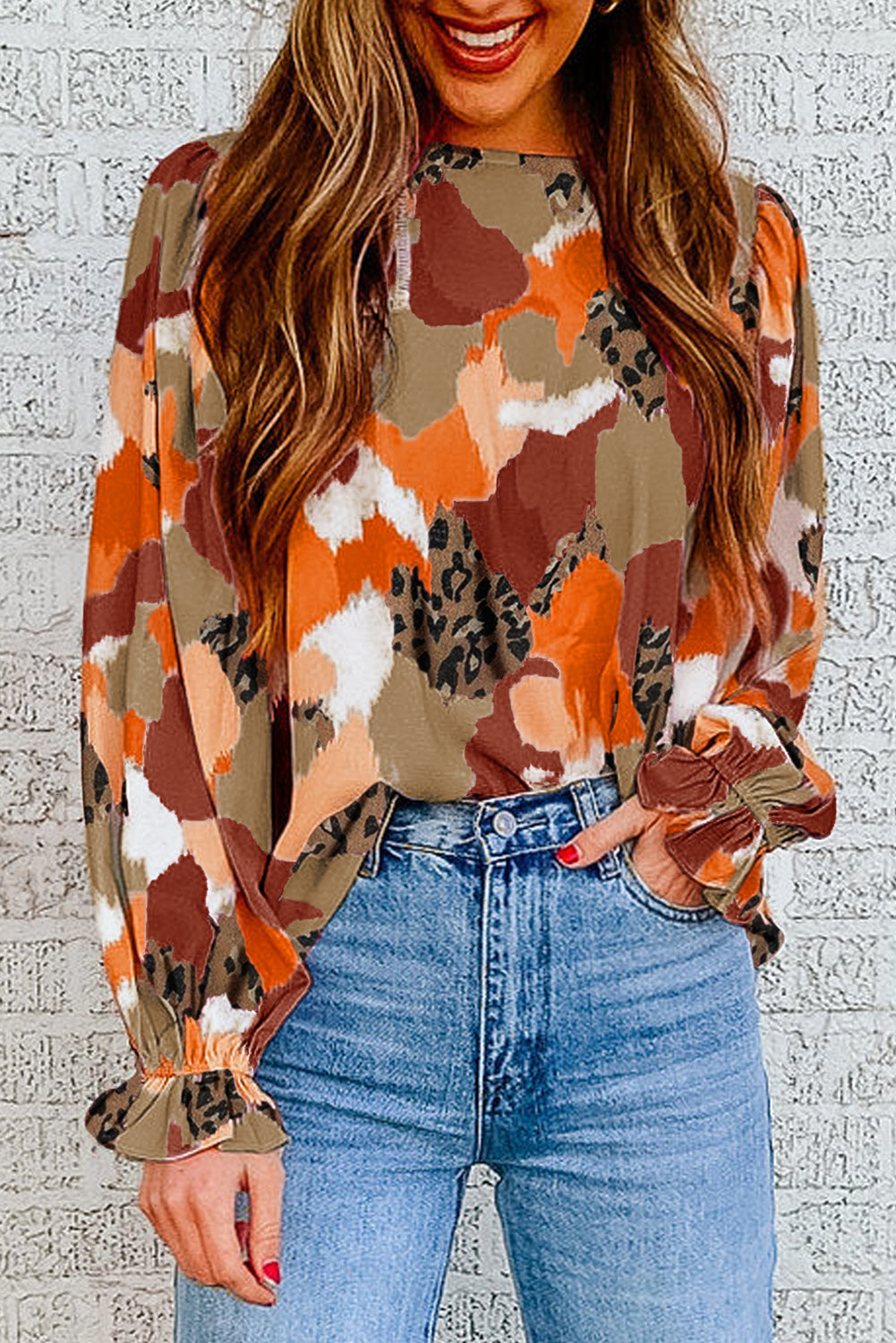 Cataleya – Abstract Print Long Sleeve Loose Fit Blouse