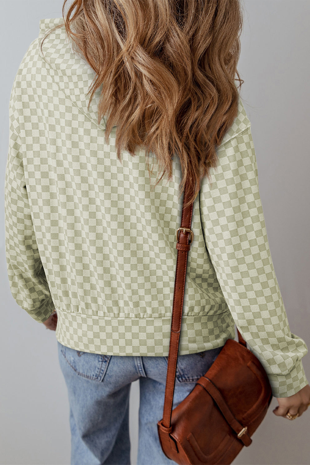 Diana – Retro Checkered Hoodie with Kangaroo Pocket & Drawstring