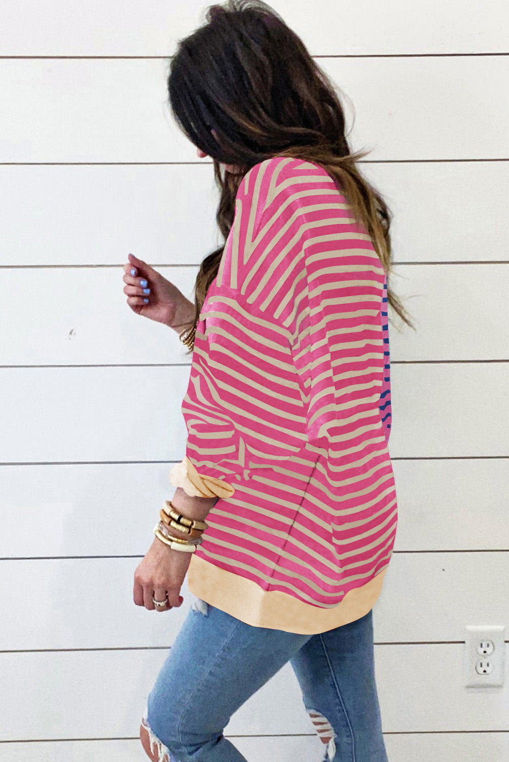 Hayden – Women's Oversized Stripe Colorblock Sweatshirt