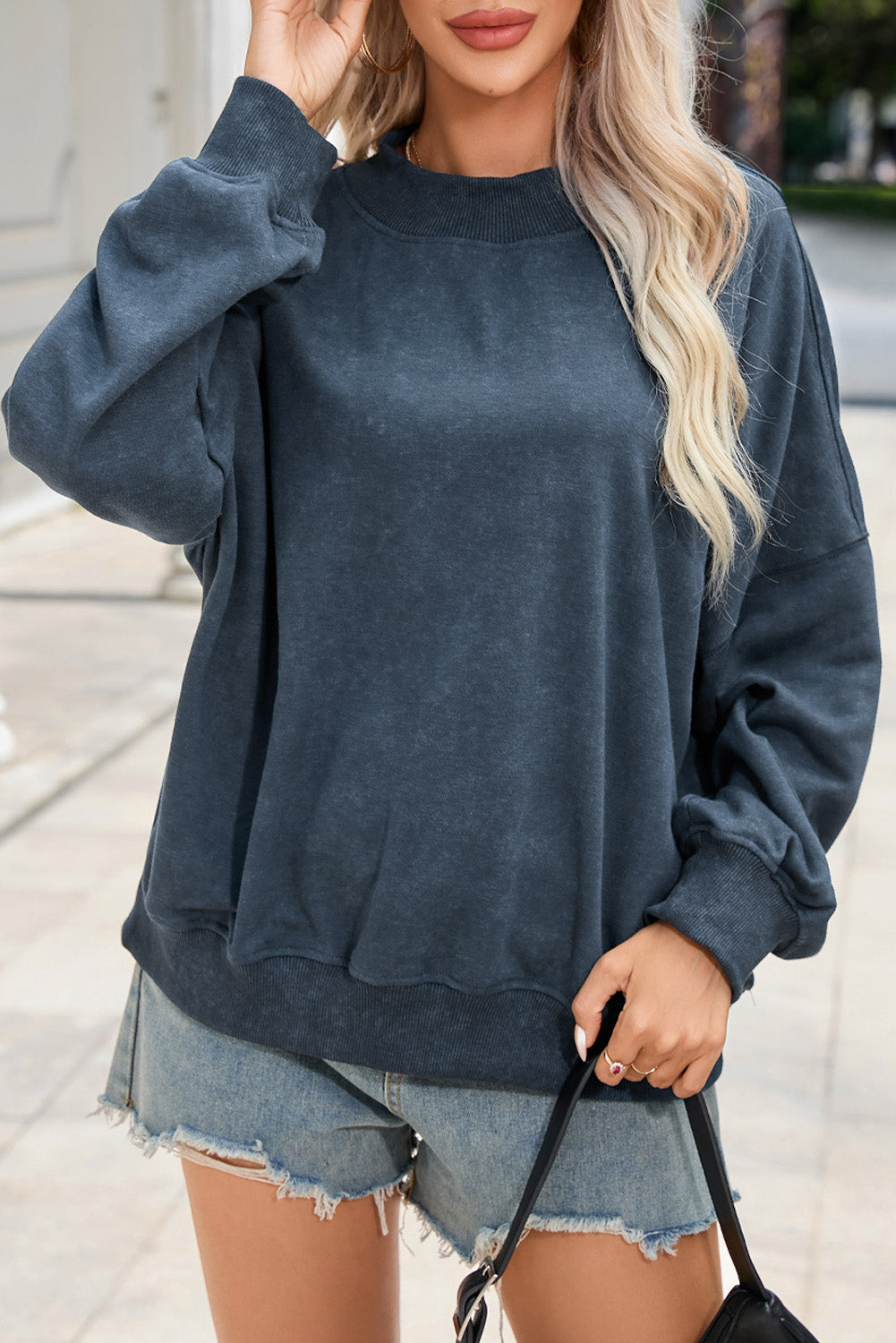Adriana – Drop Shoulder Vintage Wash Pullover Sweatshirt