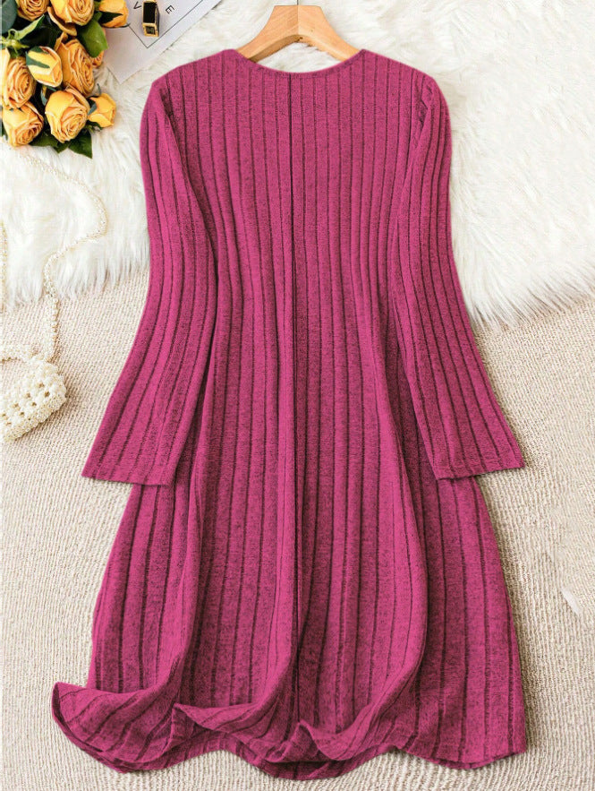 Eloise – Elegant Long Sleeve V-Neck Midi Dress