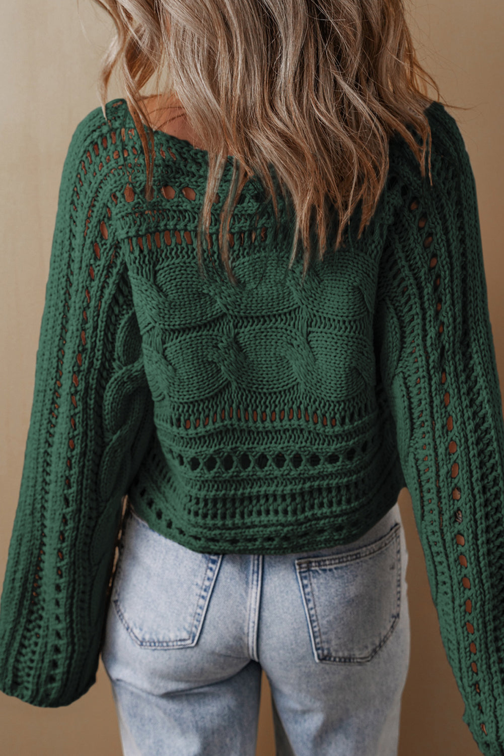 Alayna – Hollow-Out Cable Knit Cropped Sweater
