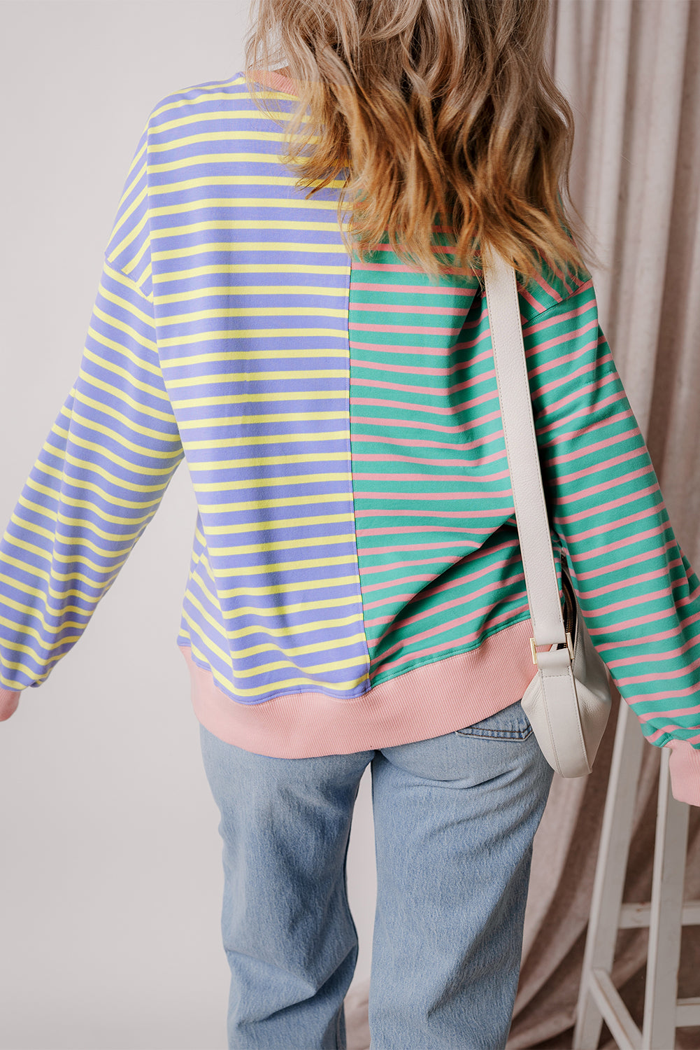 Hayden – Women's Oversized Stripe Colorblock Sweatshirt