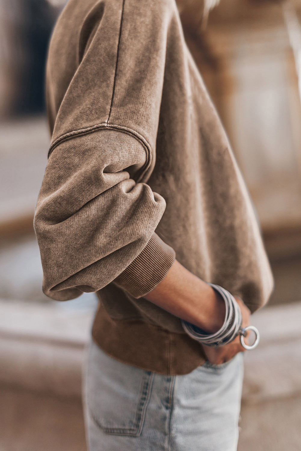 Adriana – Drop Shoulder Vintage Wash Pullover Sweatshirt