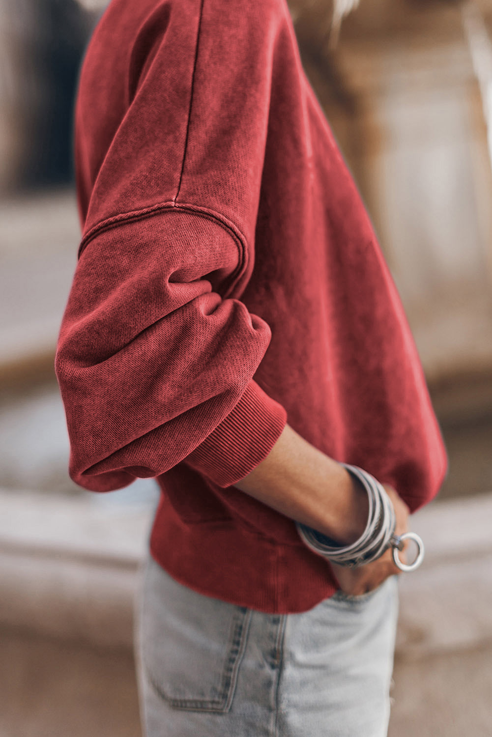 Adriana – Drop Shoulder Vintage Wash Pullover Sweatshirt