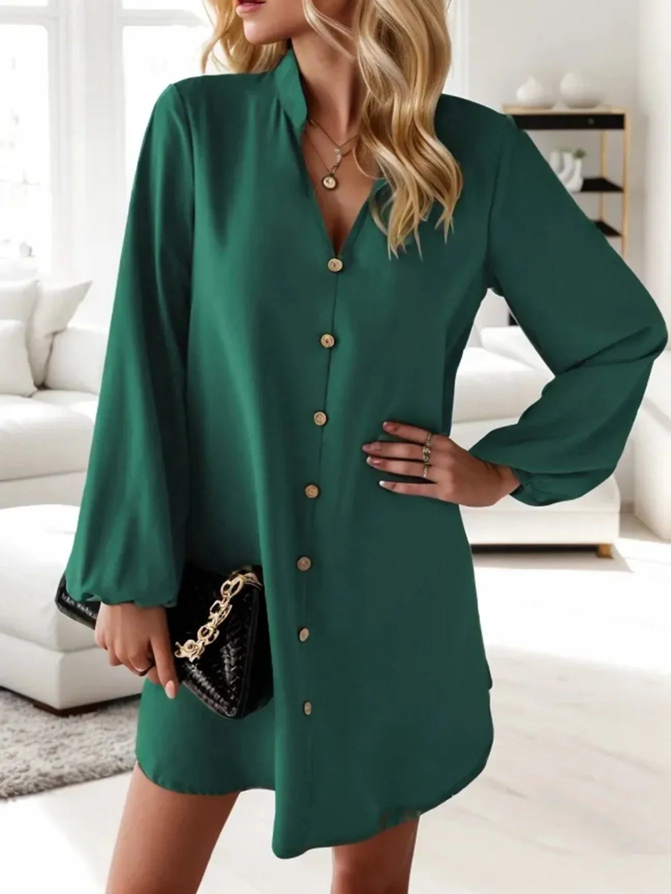 Anna – Elegant Long Sleeve Midi Dress