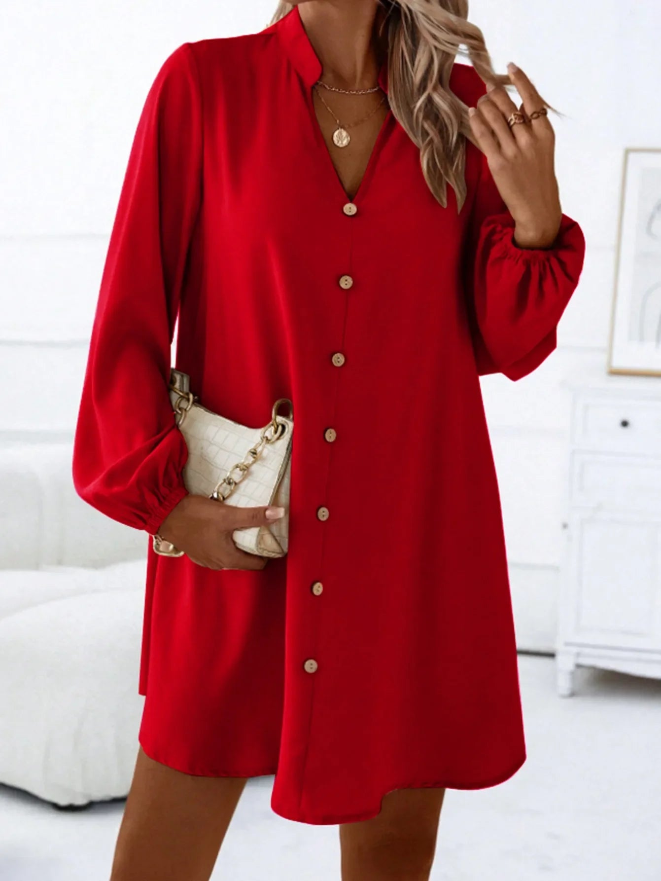 Anna – Elegant Long Sleeve Midi Dress
