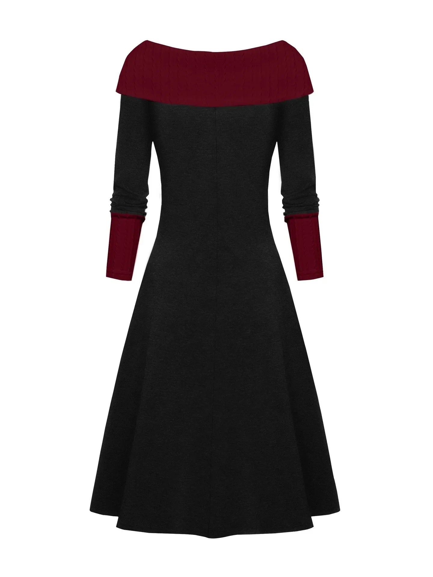 Eden – Color Block Contrast Stitching Midi Dress