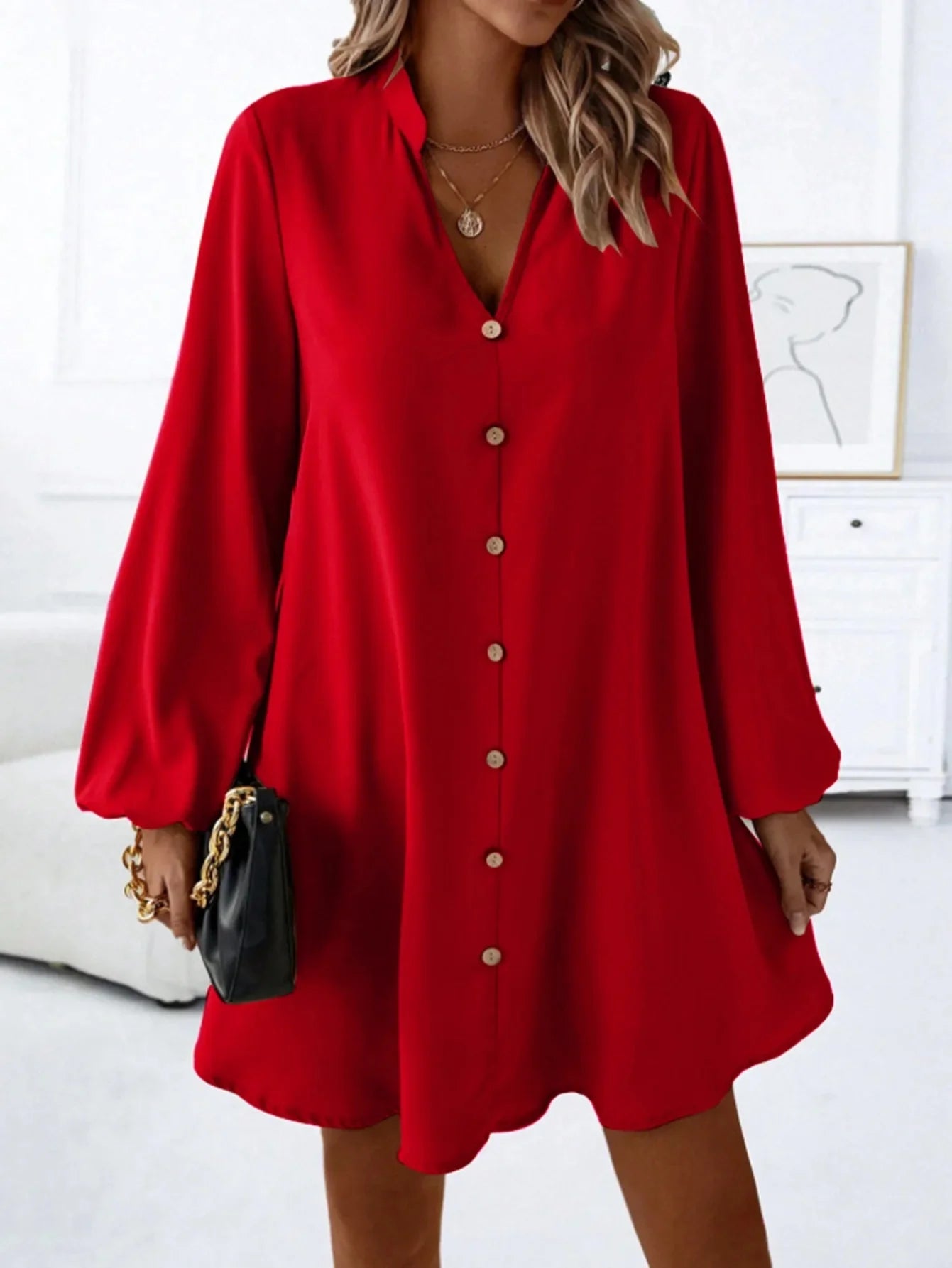 Anna – Elegant Long Sleeve Midi Dress