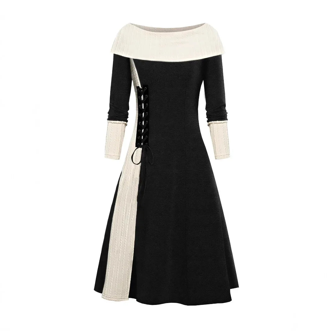 Eden – Color Block Contrast Stitching Midi Dress