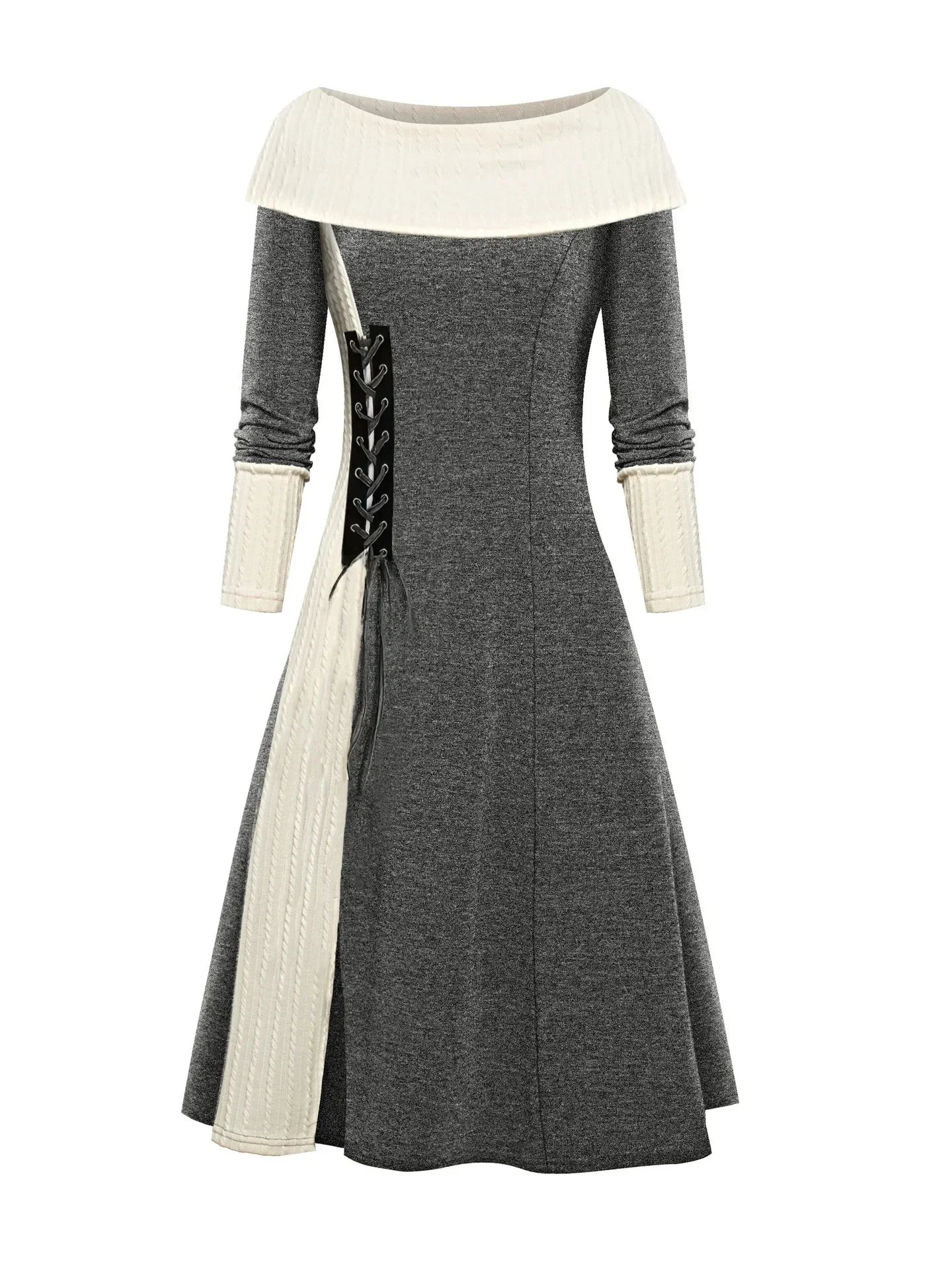 Eden – Color Block Contrast Stitching Midi Dress