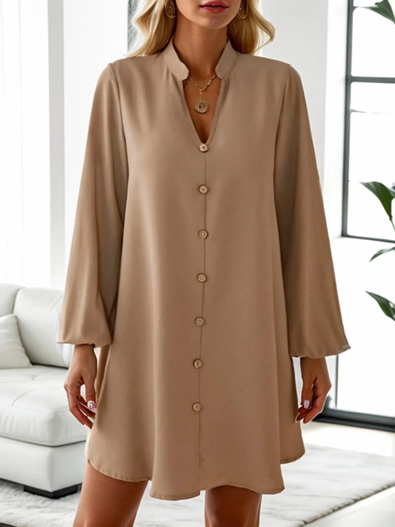 Anna – Elegant Long Sleeve Midi Dress
