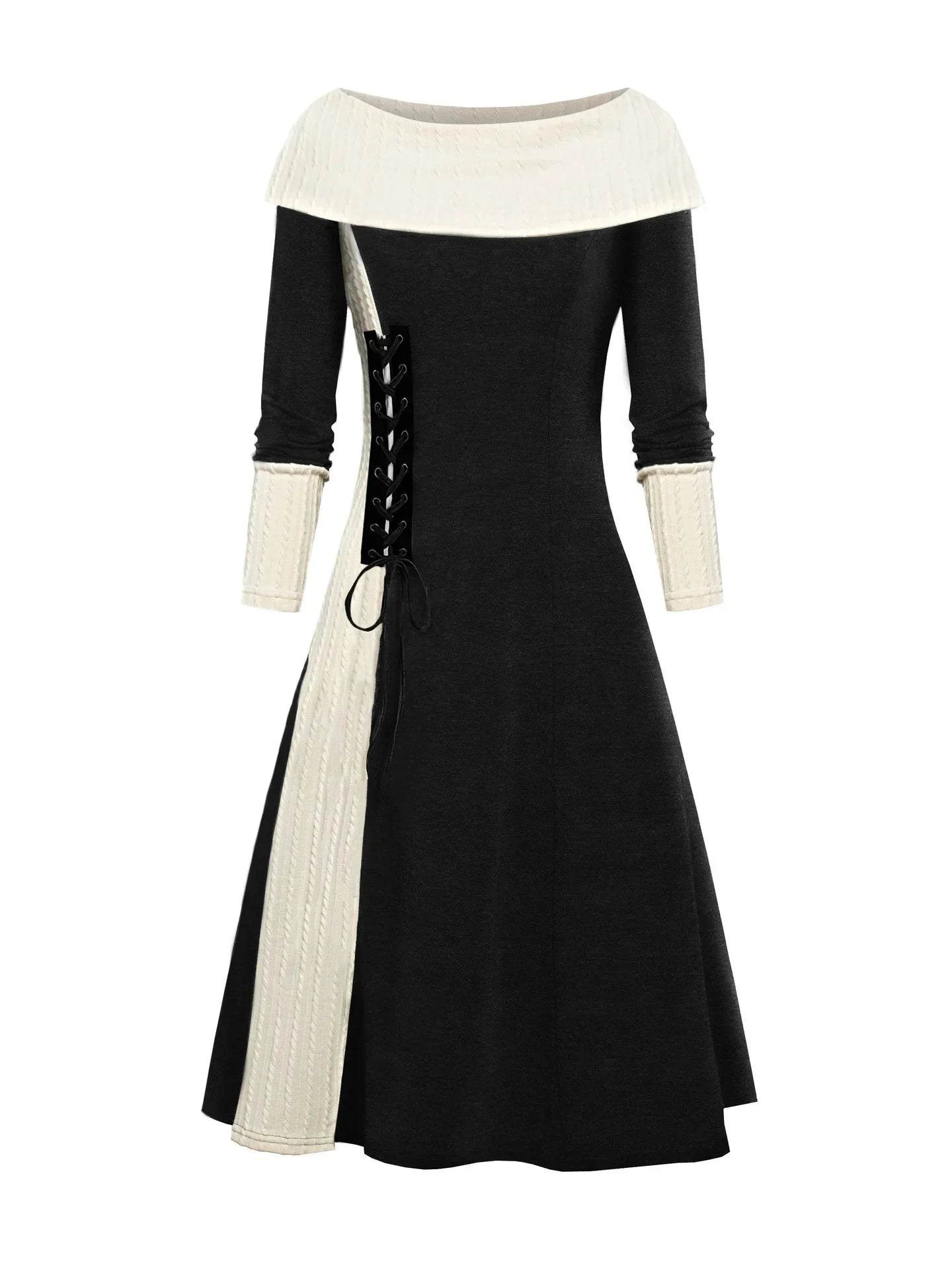 Eden – Color Block Contrast Stitching Midi Dress
