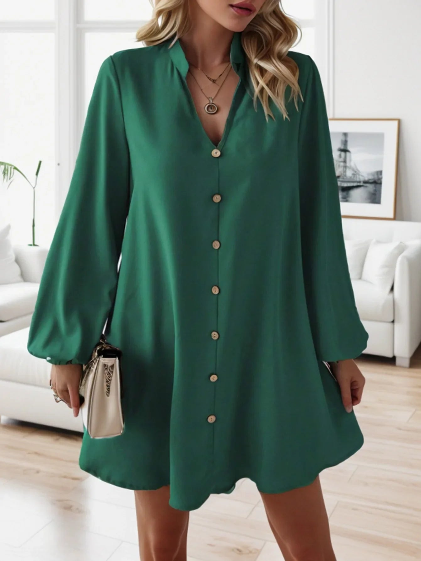 Anna – Elegant Long Sleeve Midi Dress