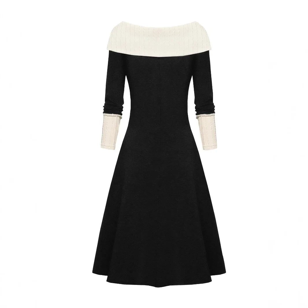 Eden – Color Block Contrast Stitching Midi Dress
