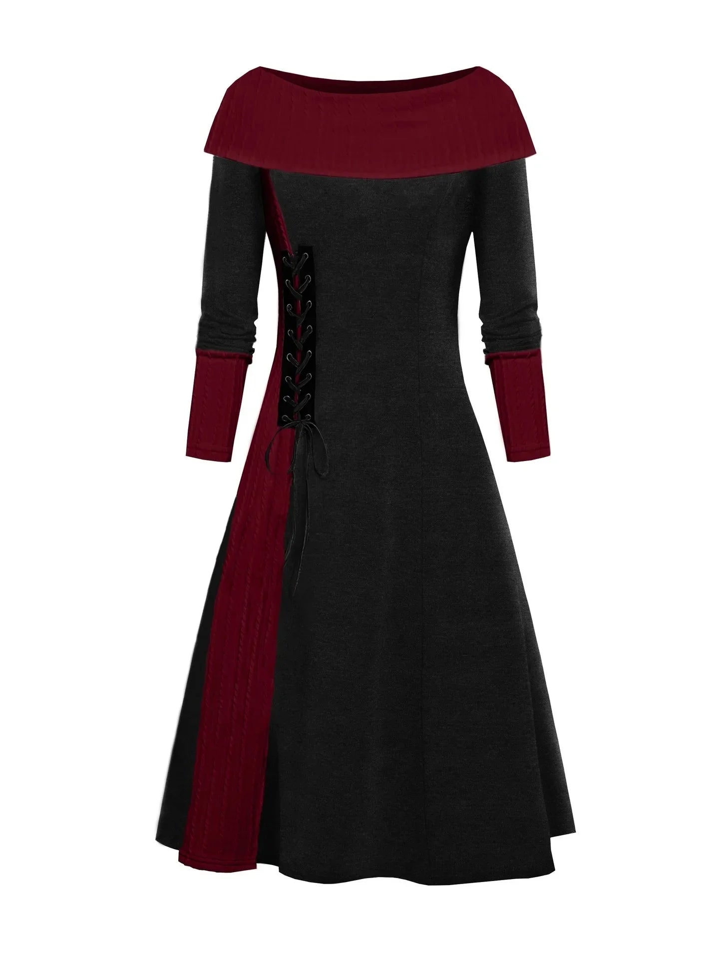 Eden – Color Block Contrast Stitching Midi Dress
