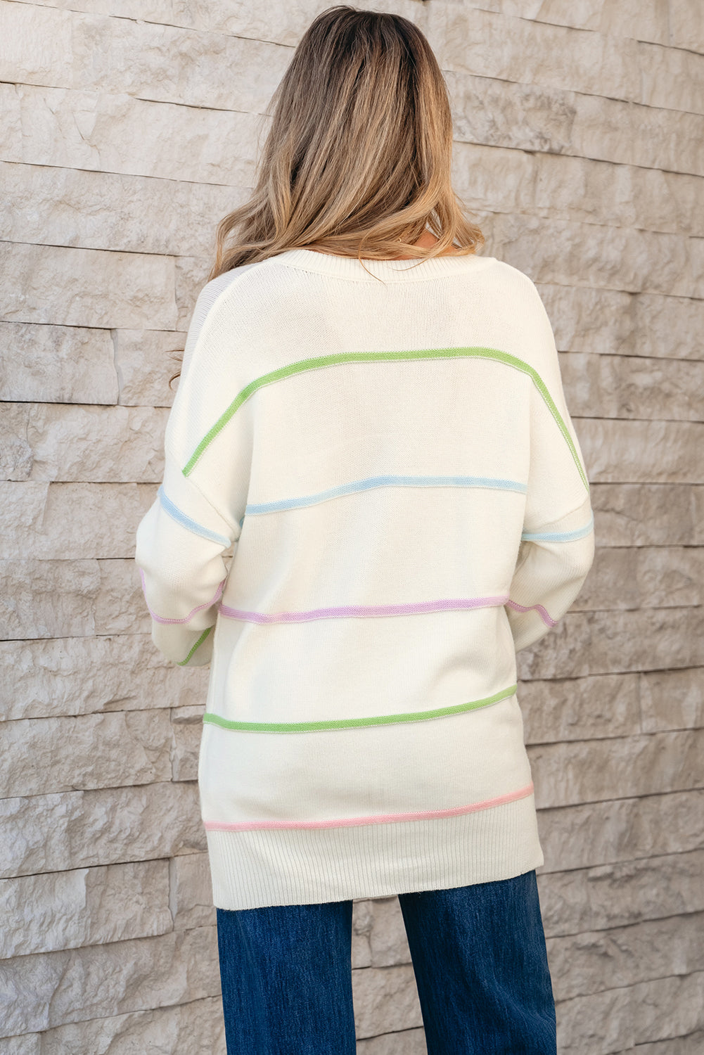 Meadow – Rainbow Stripe Henley Sweater