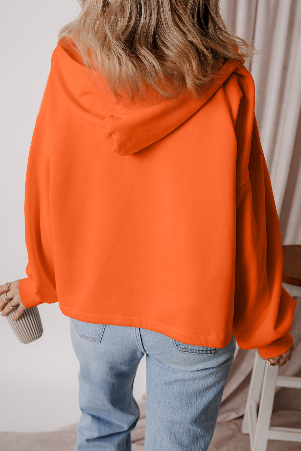 Thea – Fleece Lined Half-Zip Hoodie with Kangaroo Pocket