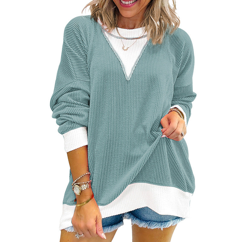 Ana – Stylish Colorblock Knit Drop Shoulder Top