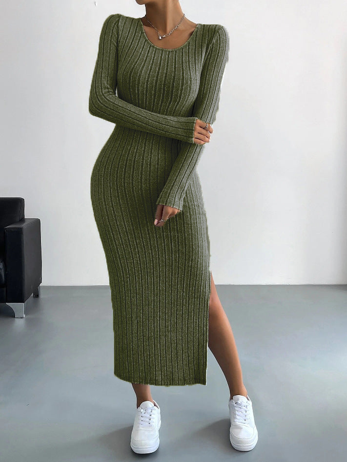 Ellie – Long Sleeve Ribbed Bodycon Maxi Dress