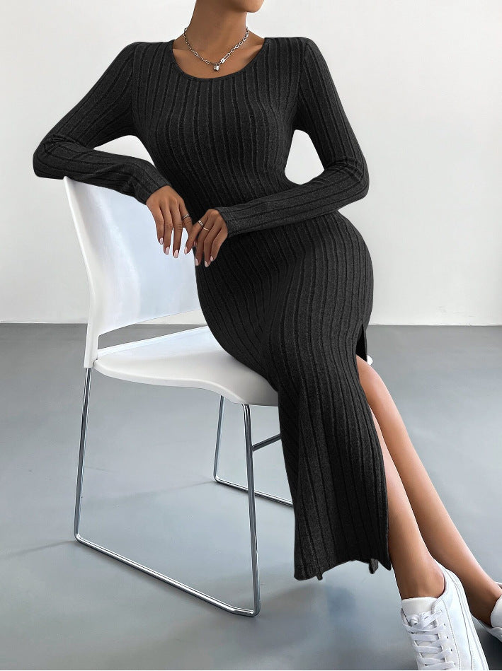 Ellie – Long Sleeve Ribbed Bodycon Maxi Dress