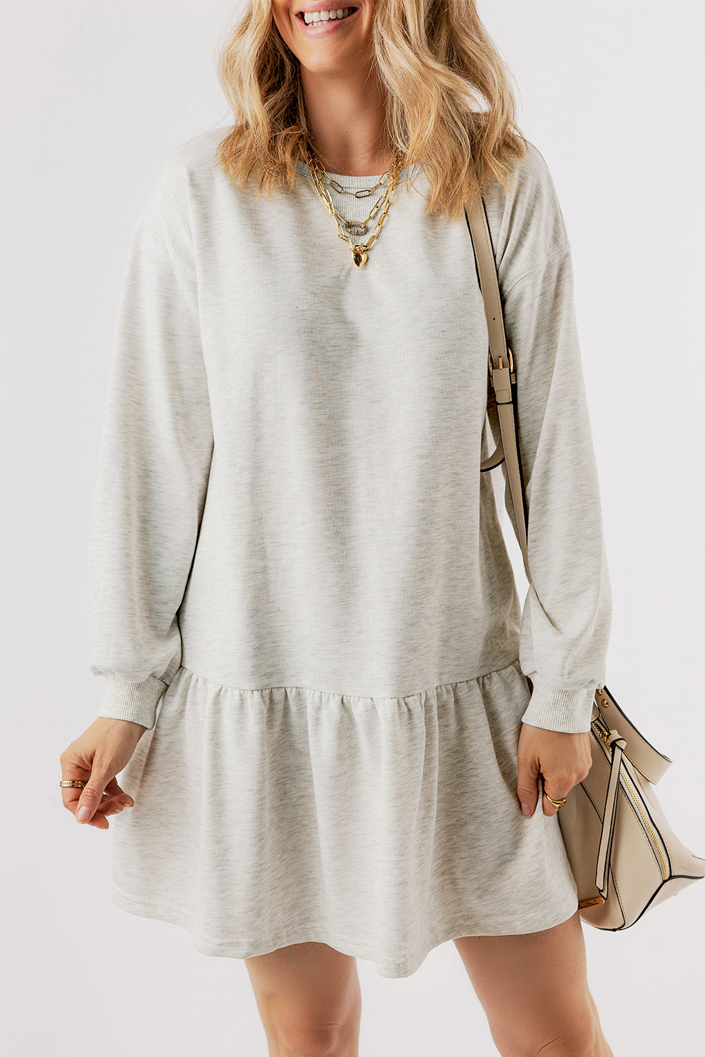Adeline – White Puff Sleeve Mini Dress with Ruffle Hem