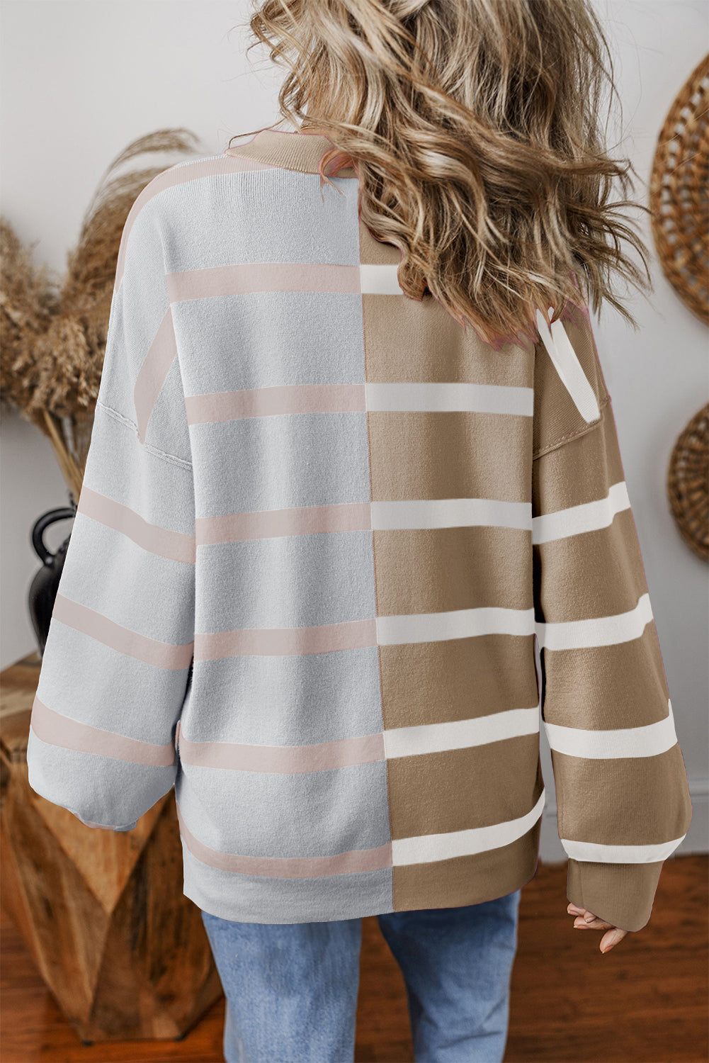 Charlee – Women's Stripe Oversized Colorblock Sweater