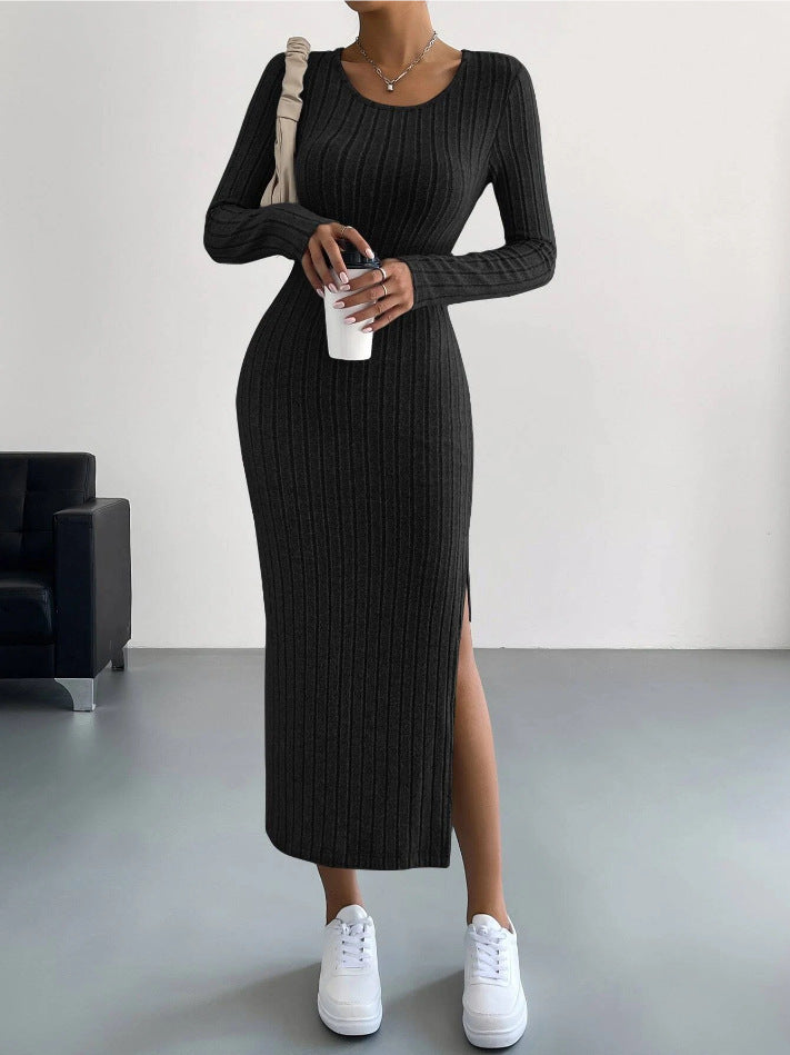 Ellie – Long Sleeve Ribbed Bodycon Maxi Dress