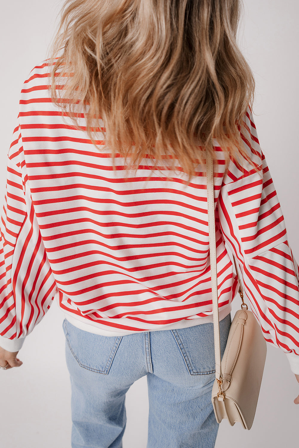 Lilliana – Women’s Striped Drop Shoulder Crew Neck Sweatshirt