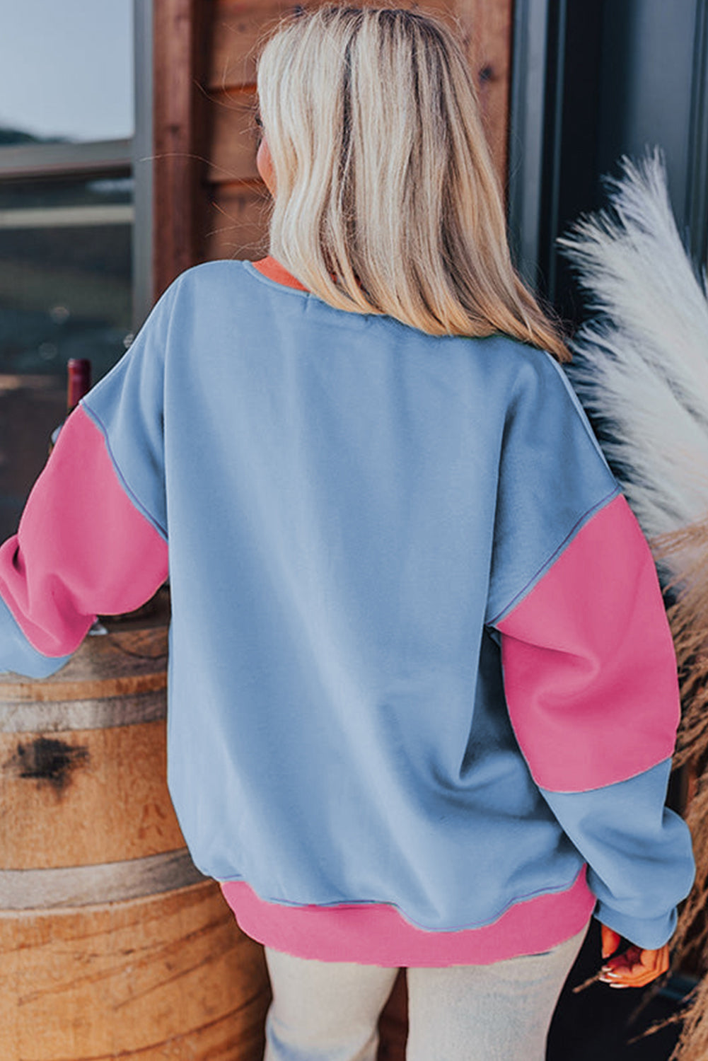 Blake – Drop Shoulder Patchwork Sweatshirt